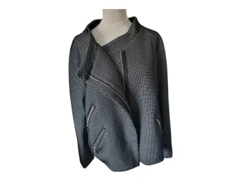 Blouson court argent & noir – Taille L (40)
