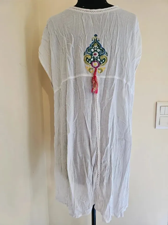 Tunique bohème blanche brodée Etam – Taille unique - photo numéro 2