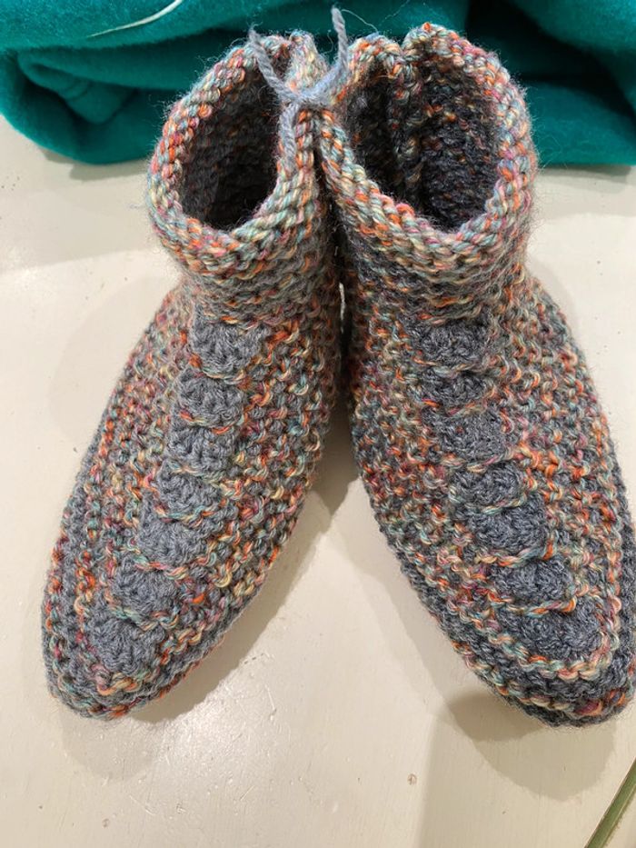 Chaussons, laine, tricoté, 35 - photo numéro 13