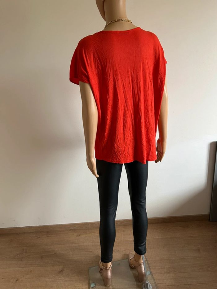 Blouse rouge orangée à manches courtes Mango taille M comme neuve - photo numéro 10