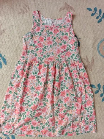 Robe coton été rose fleurs 4/6 ans h&m