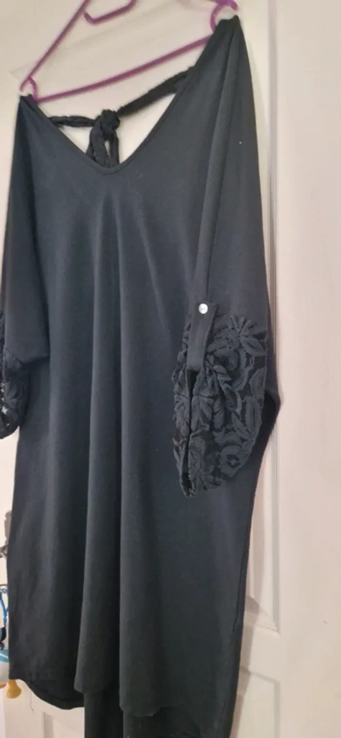 Robe loose oversize Made in italy noir et dentelle - photo numéro 14
