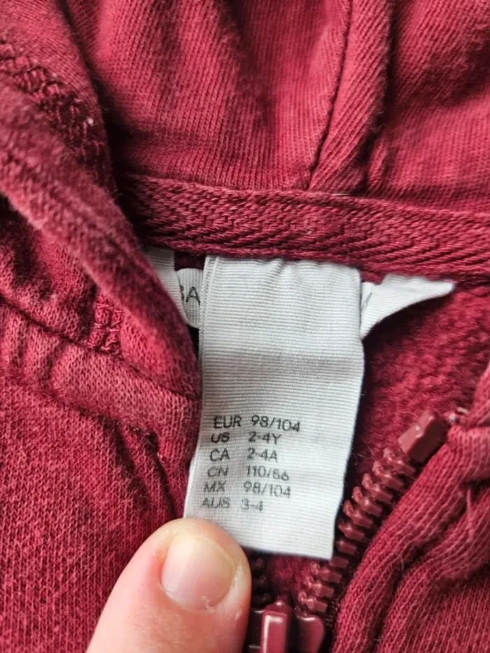 Sweat zippé bordeaux 98/104 H&M - photo numéro 3