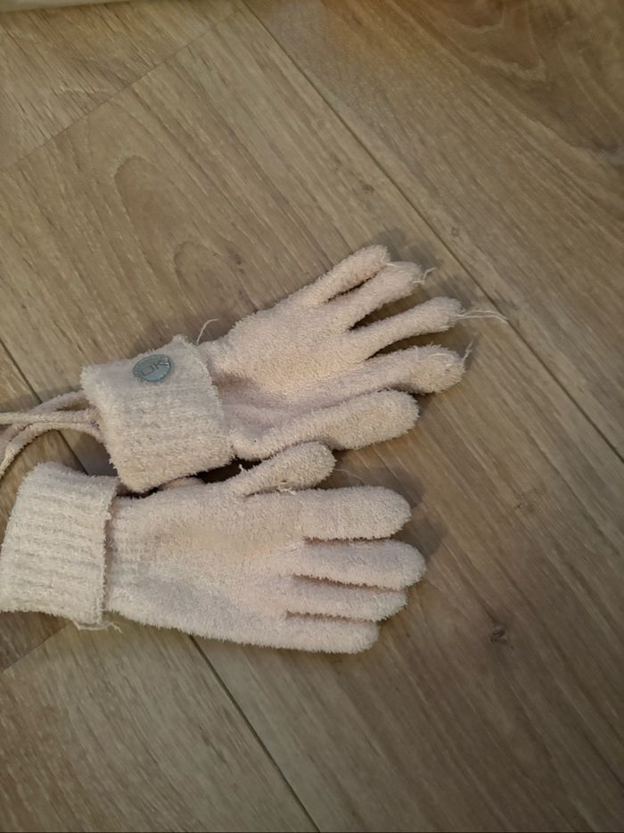 Gants avec cordons rose