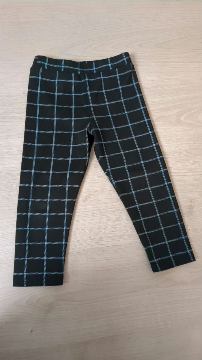 Pantalon noir à carreaux turquoise Plus 3 ans