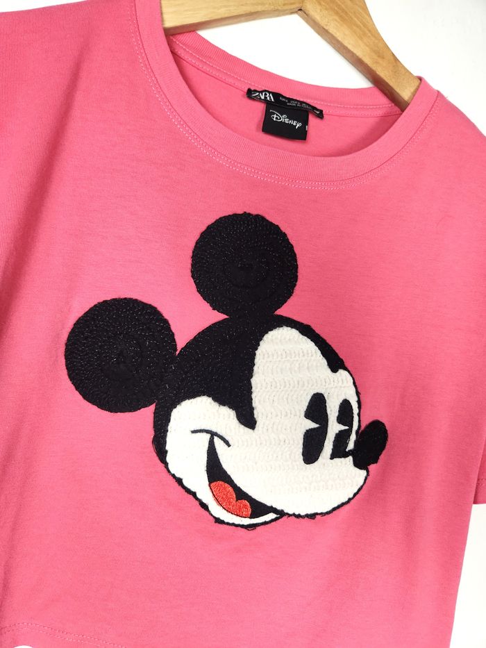 T-shirt Crop Top Mickey Rose - Zara / Disney - Taille S - photo numéro 2