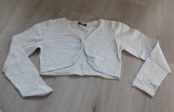 Gilet boléro court gris blanc 10ans