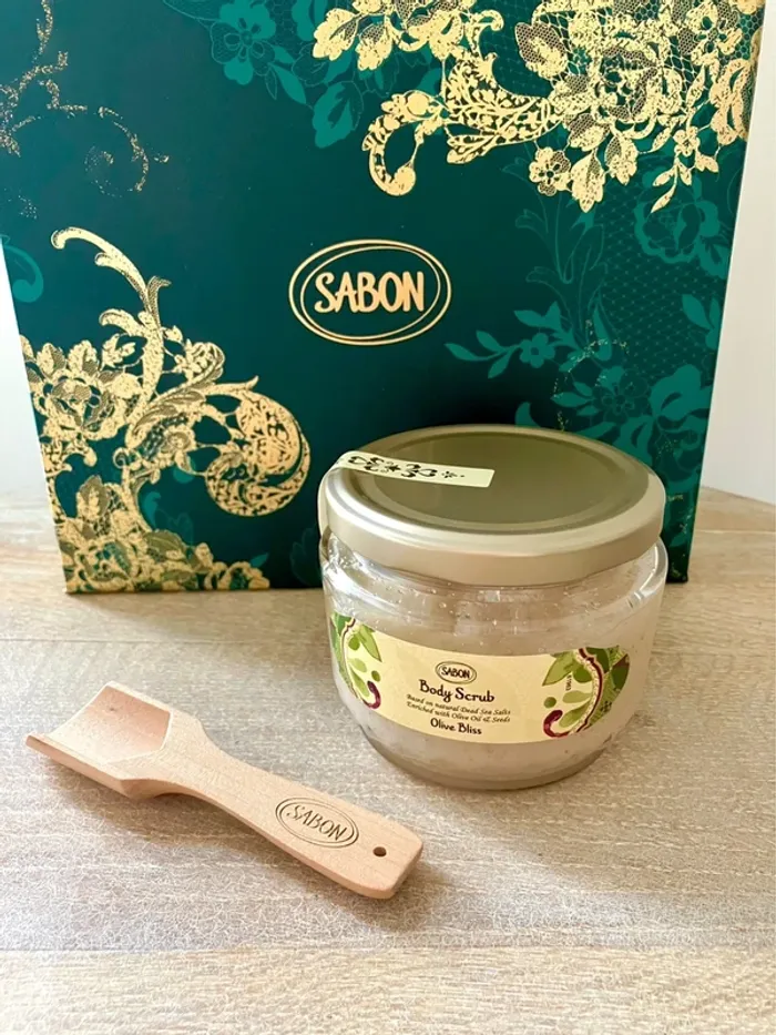 Coffret Rituel Corps Sabon Olive Bliss avec  crème, gommage, huile de douche - photo numéro 7