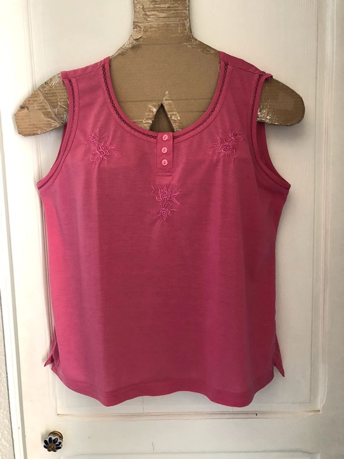 MM11- Débardeur brodé vieux rose T M (40/42)