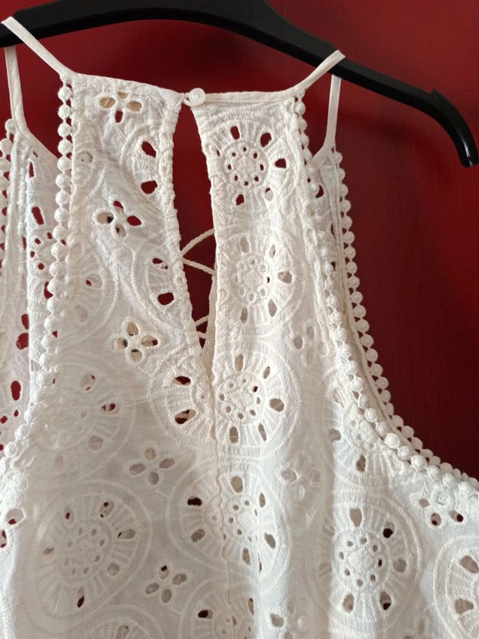 Top Hollister t.XS 100% coton dentelles 
couleur crème - photo numéro 6