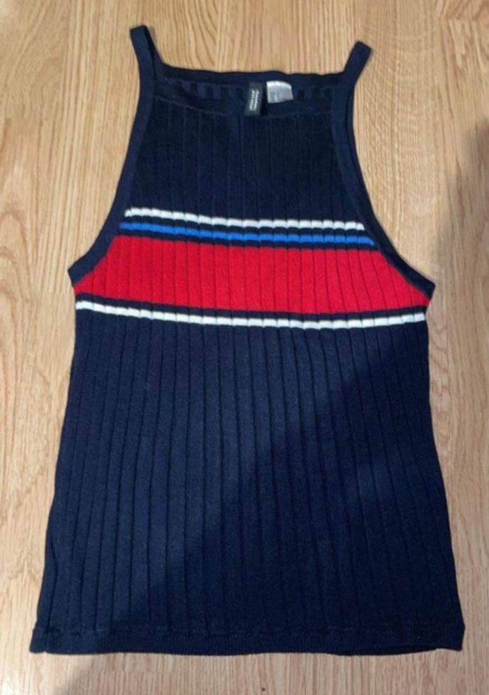 Top d’été H&M bleu foncé/ blanc/ rouge - Taille S- Très bon état