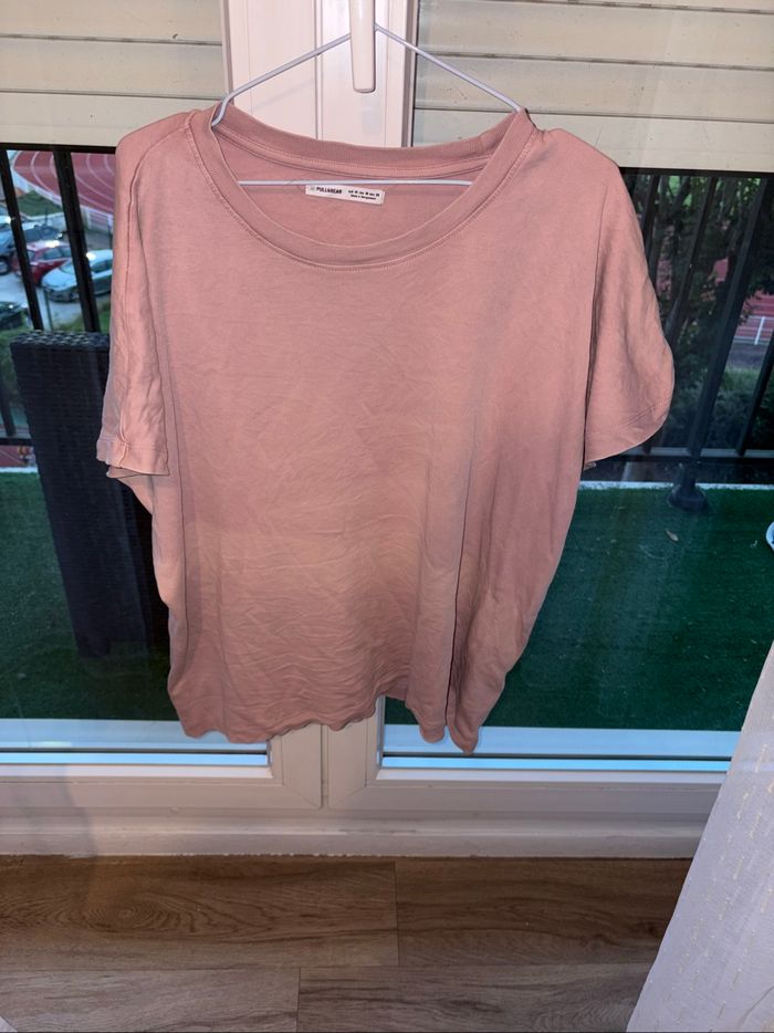 Tee shirt oversize rose pale femme