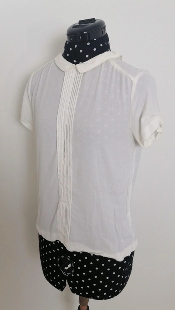 Top / haut blanc col claudine Taille XS Comptoir des cotonniers - photo numéro 3