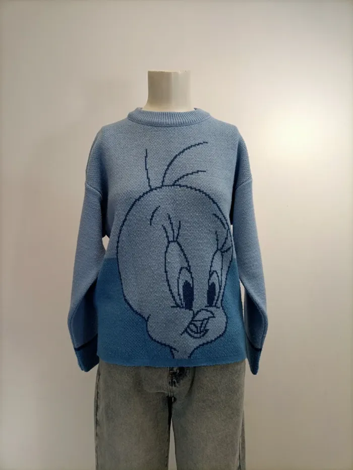 Pull à manches longues Titi Disney - Looney toon S femme / 14ans S bleu ciel A441 - photo numéro 2