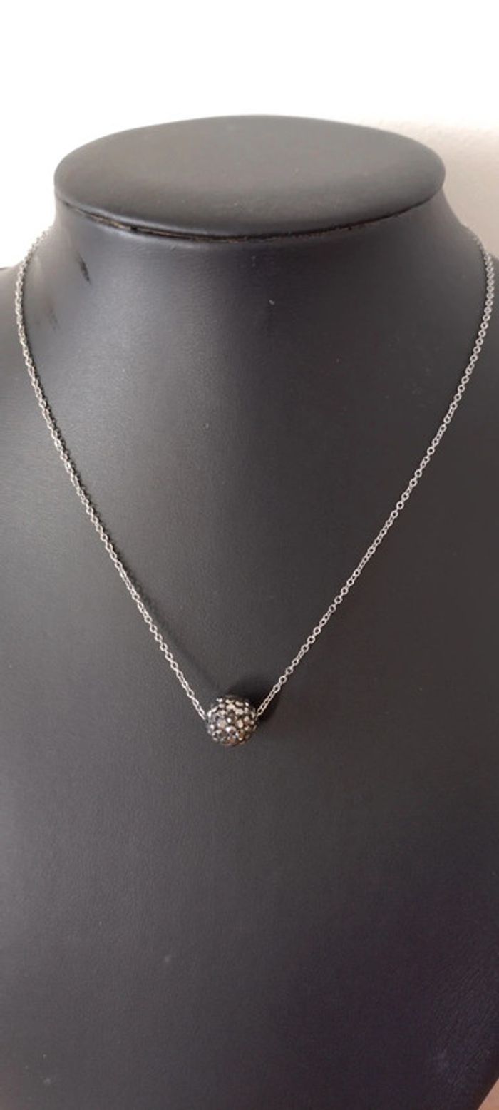 Collier boule strass noir - photo numéro 4