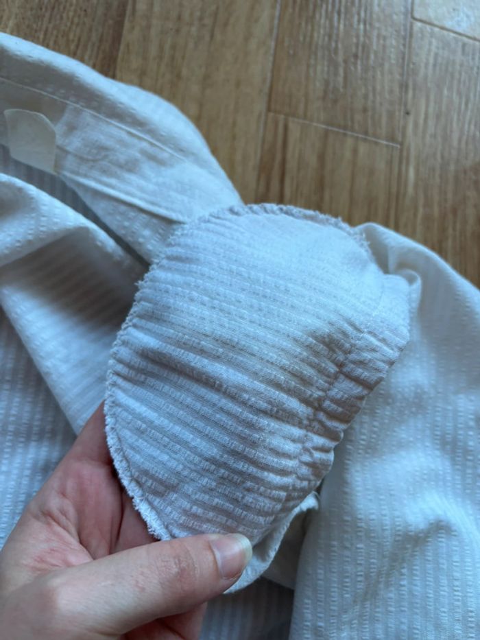 Veste blazer légère vintage blanc cassé crème coton/lin – taille M/38 80s 90s femme - photo numéro 9