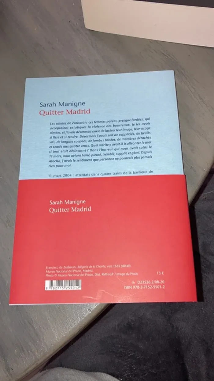 Livre Quitter Madrid Sarah Manigne Mercure de France - photo numéro 2
