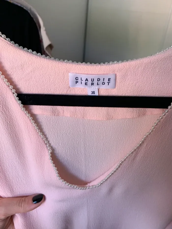 Robe rose poudrée à perles Claudie Pierlot taille 38 - photo numéro 10