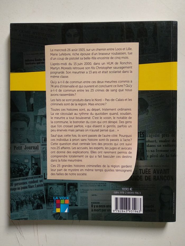 Livre 25 grandes affaires criminelles du Nord Pas de Calais - photo numéro 2