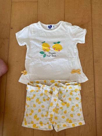 Ensemble haut + short citrons - 12 mois