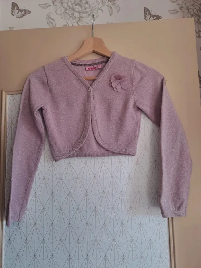 Superbe gilet fille comme neuf rose à paillettes tbe NKY 10 ans