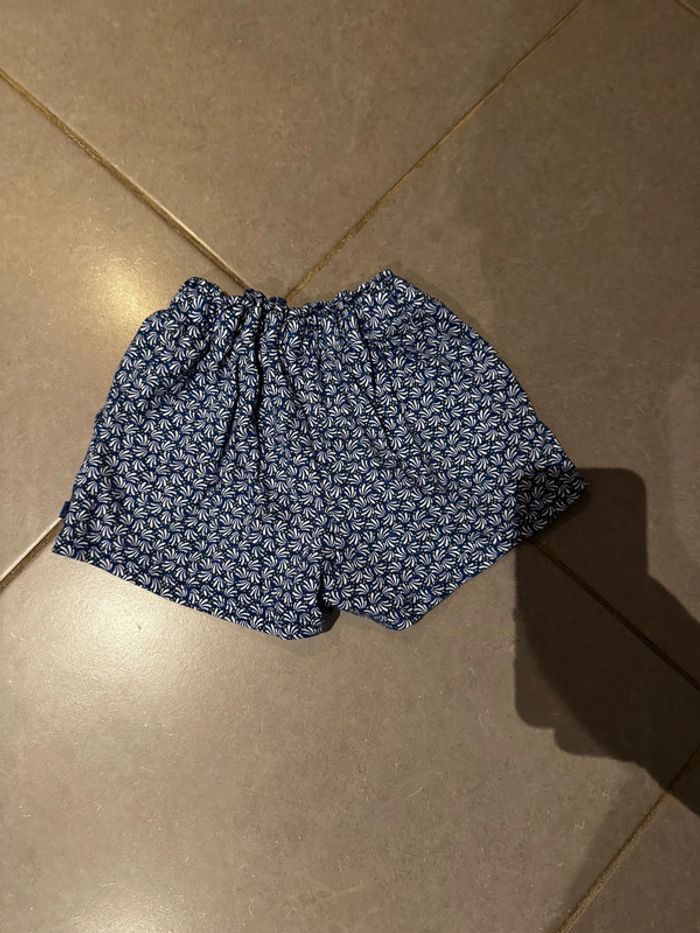 Short / Bermuda souple avec noeud à la taille - Okaidi - Bleu marine, blanc & jaune - 6 ans - photo numéro 3