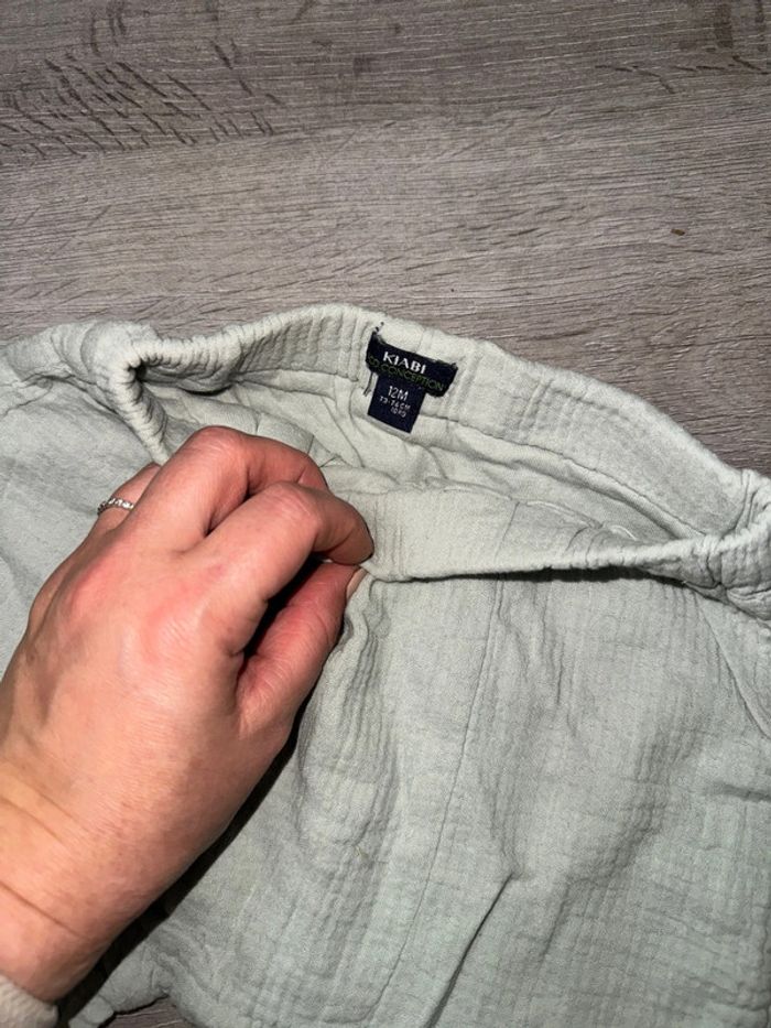 Pantalon 12 mois vert d'eau Kiabi - photo numéro 2