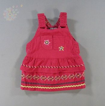 Robe salopette toile rose fleurs tape À L'oeil 0 mois 50 cm fille