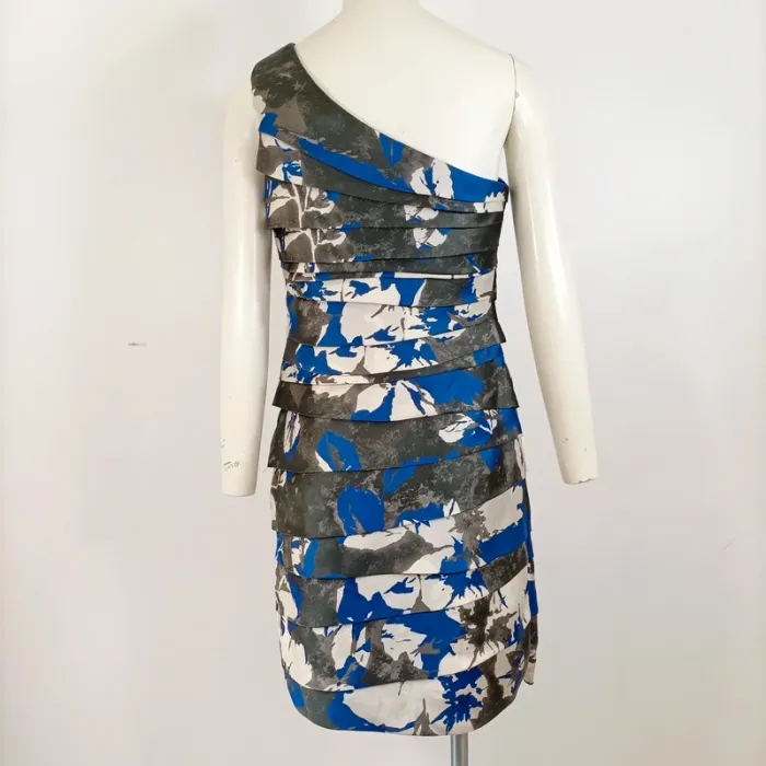 Robe asymétrique Manoukian à volants Mango - Imprimé bleu/gris - Taille S - A660 - photo numéro 6