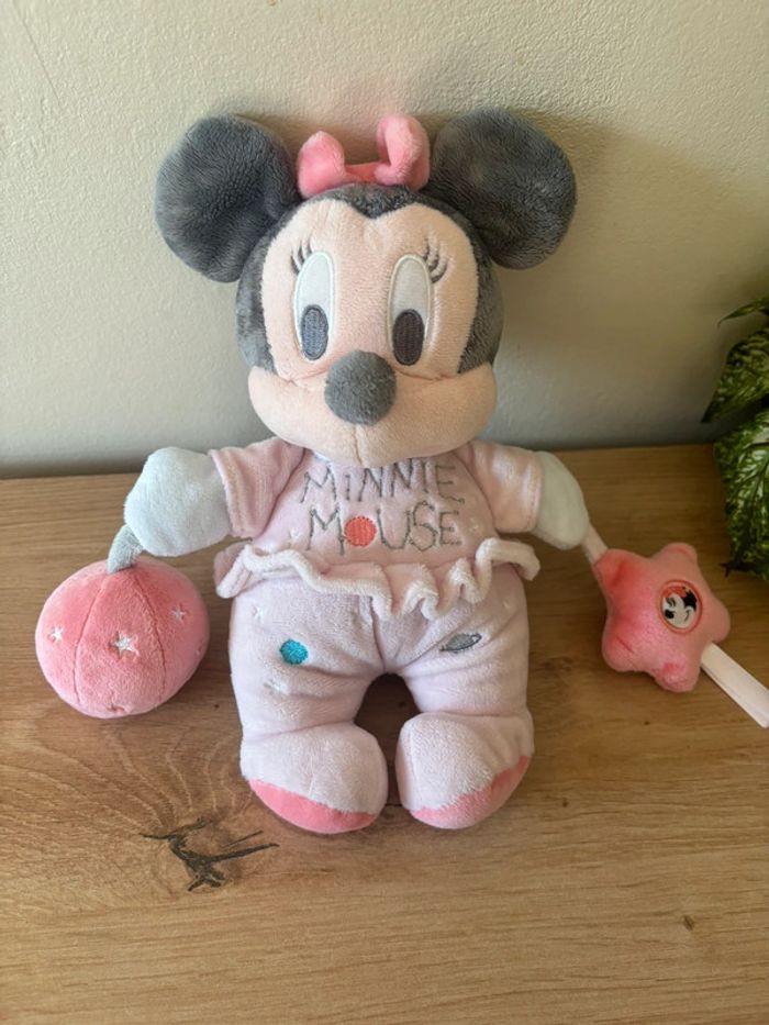 Doudou peluche Minnie mouse rose eveil etoile balle grelot Disney baby - photo numéro 2
