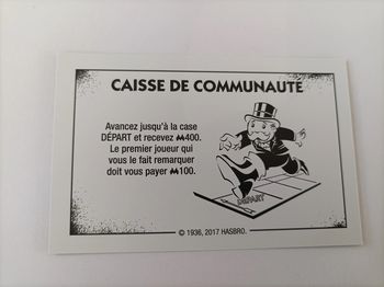 Carte caisse recevez 400M pièce détachée Monopoly édition tricheurs Hasbro gaming #A28
