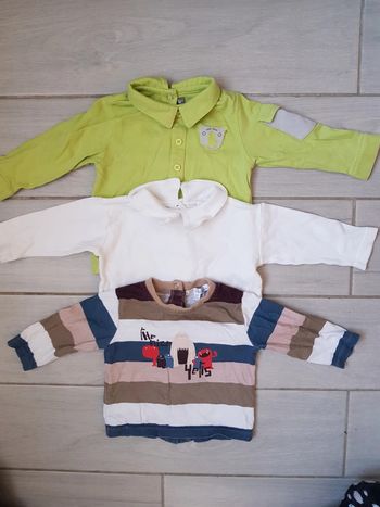 Lot tshirts chaud manches longues  ouverture arrière par pressions 6mois