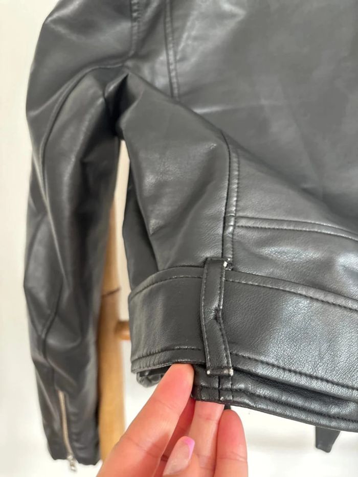 Veste en cuir noire Zara taille M - photo numéro 8