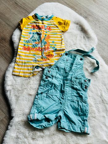 Lot vêtement été 6 mois body salopette bleu