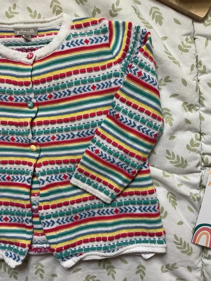 gilet rayé multicolore 18 mois grain de blé - photo numéro 4