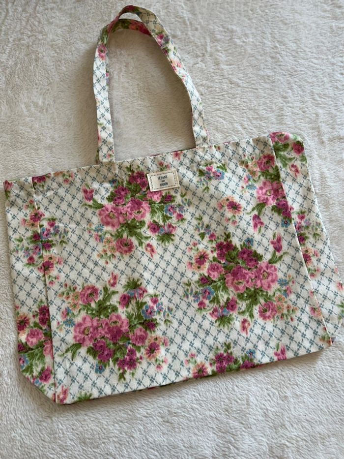 Cabas tote bag Sézane fleuri