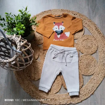 🧡 Ensemble Bébé 9-12 Mois – Jogging & T-shirt Renard 🐾 Kiabi & In Extenso – Très Bon État