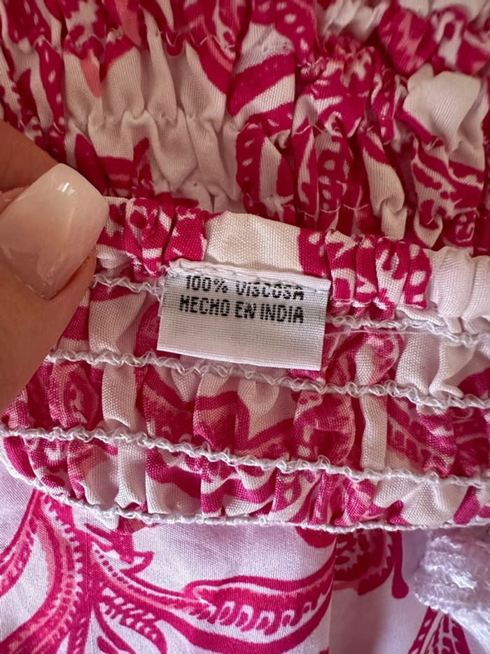 Robe broderies et fleurs blanche et rose T38 M - photo numéro 8