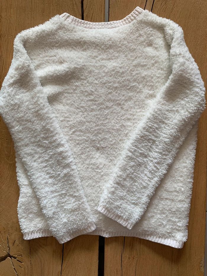 Pull blanc tout doux cœur gris fille 10 ans (Okaidi) - photo numéro 2