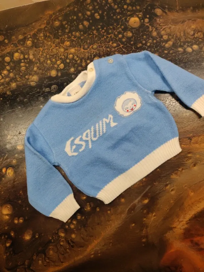 Pull acrylique vintage années 1990 esquimaux 6 mois