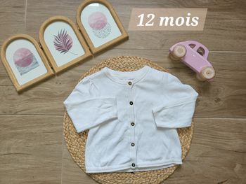 🍒Veste gilet beige crème bébé fille 12 mois orchestra