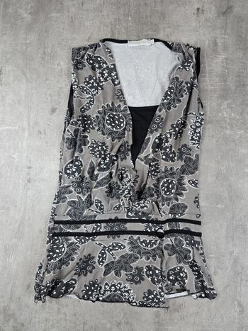 Tunique / Haut Cache Cache Motif Floral Gris Noir Taille 34