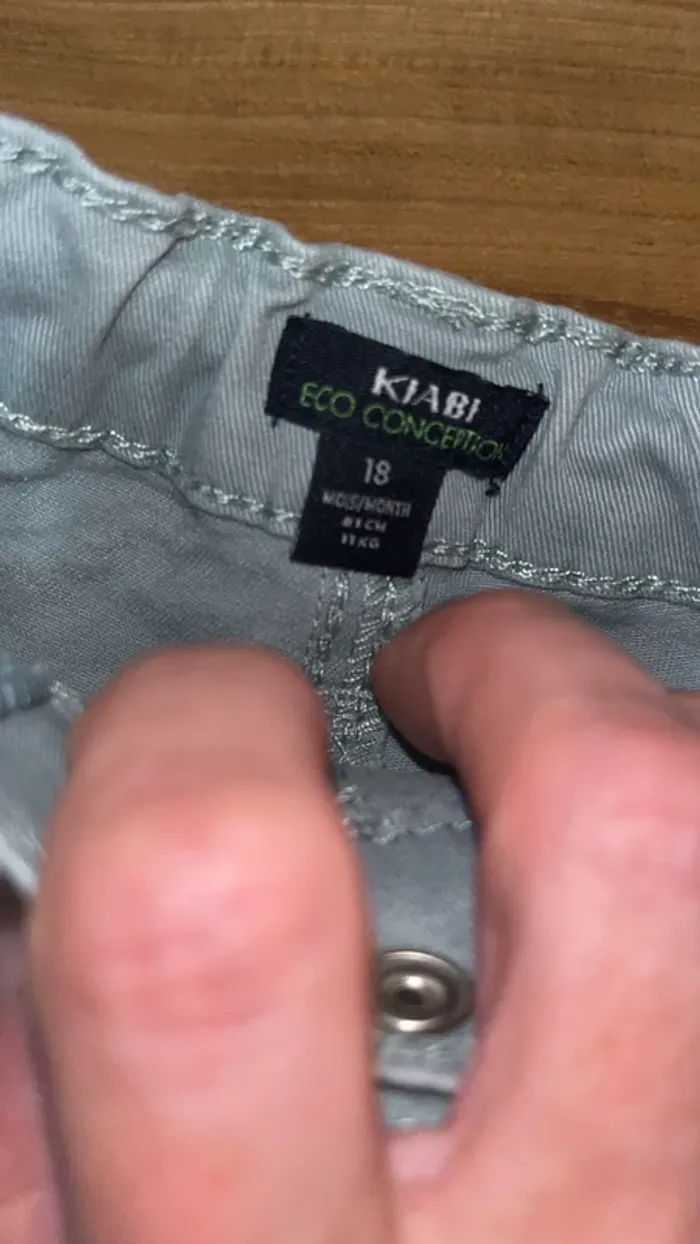 Pantalon style chino kiabi 18 mois vert eau - photo numéro 3