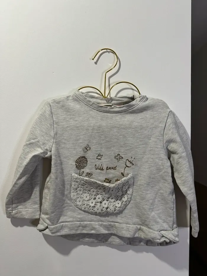 Sweat gris Zara 2-3 ans