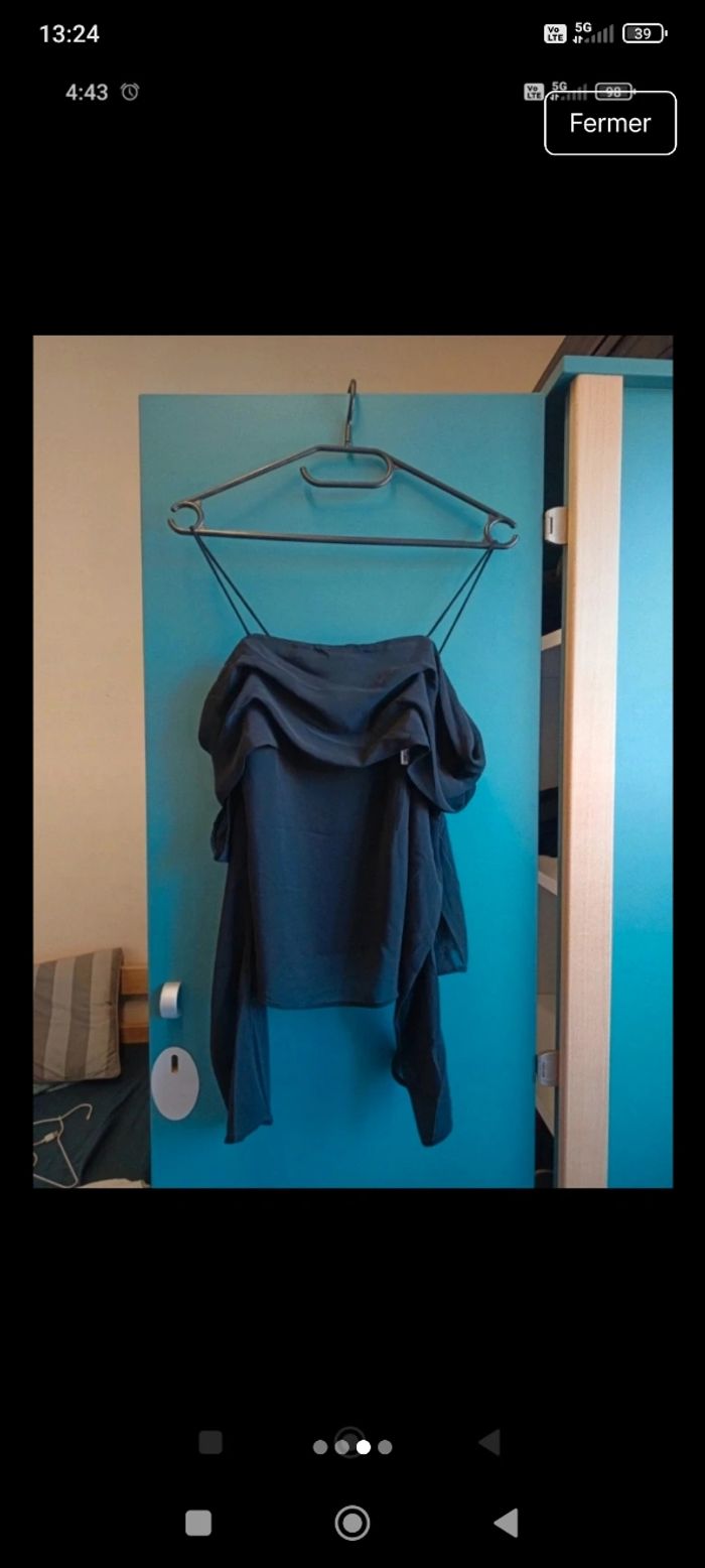 Haut noir transparent cole bateau - photo numéro 3