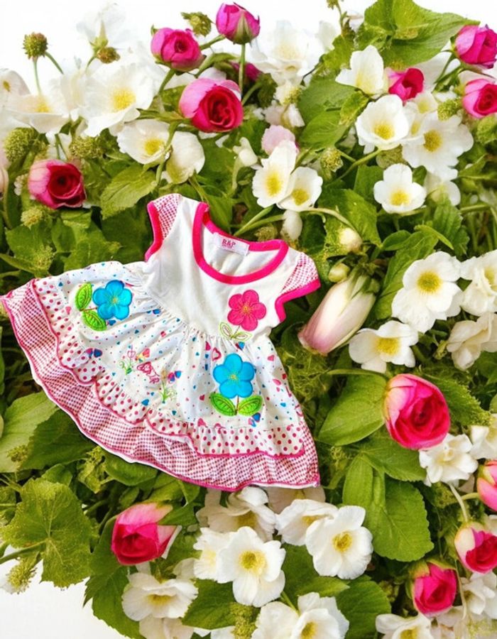 Robe d’été motifs fleurs et cœur 6 mois