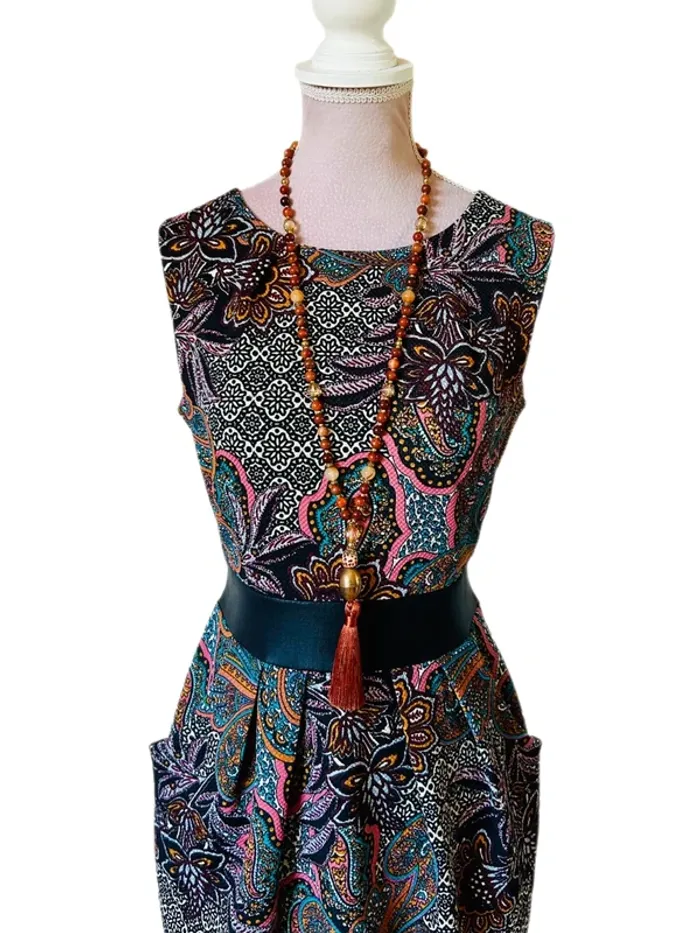 🧡🍁Robe vintage italien S/M folk romantique motif cachemire ethnic chic paisley dress 🍁🧡 - photo numéro 9
