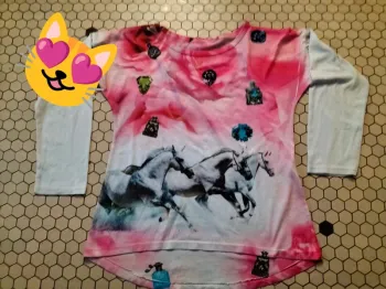 Maillot manches longues cheval 14 ans