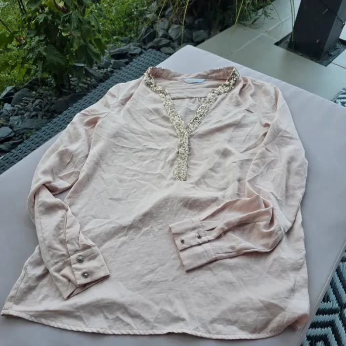Chemisier fluide taille s sequins rose promod blouse - photo numéro 2