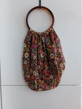 Sac vintage coton fleurs multicolores